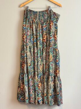 Natural Life vibrant maxi circle skirt xl blue boho